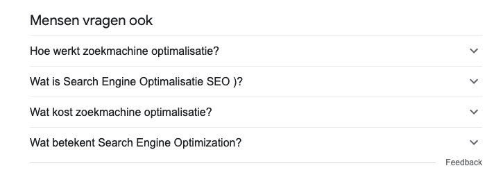 Voorbeeld mensen vragen ook zoekmachine optimalisatie