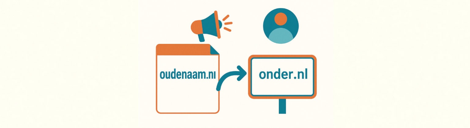 Example of domain change from ouddenaam.nl to onder.nl