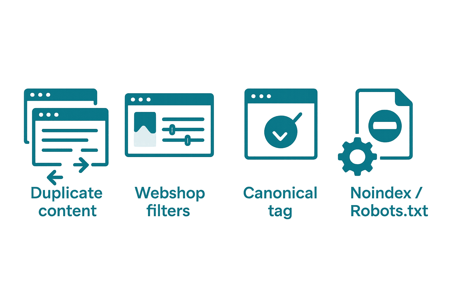 Duplicate content, webshop filters, canonical tag, noindex/robots.txt technische seo