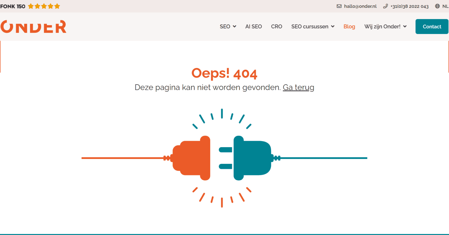 Oeps! 404 pagina voorbeeld