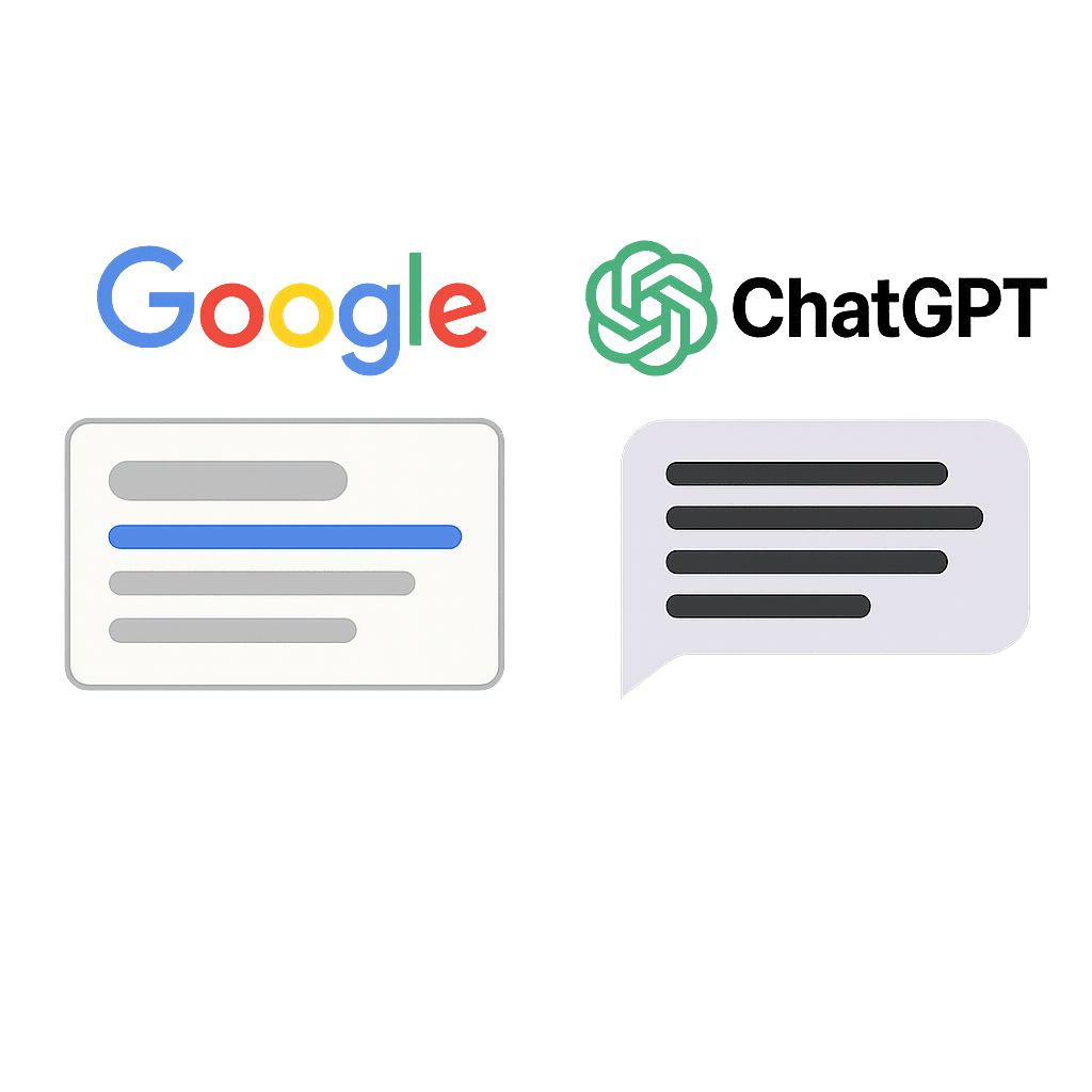 Links in google and answers in ChatGPT