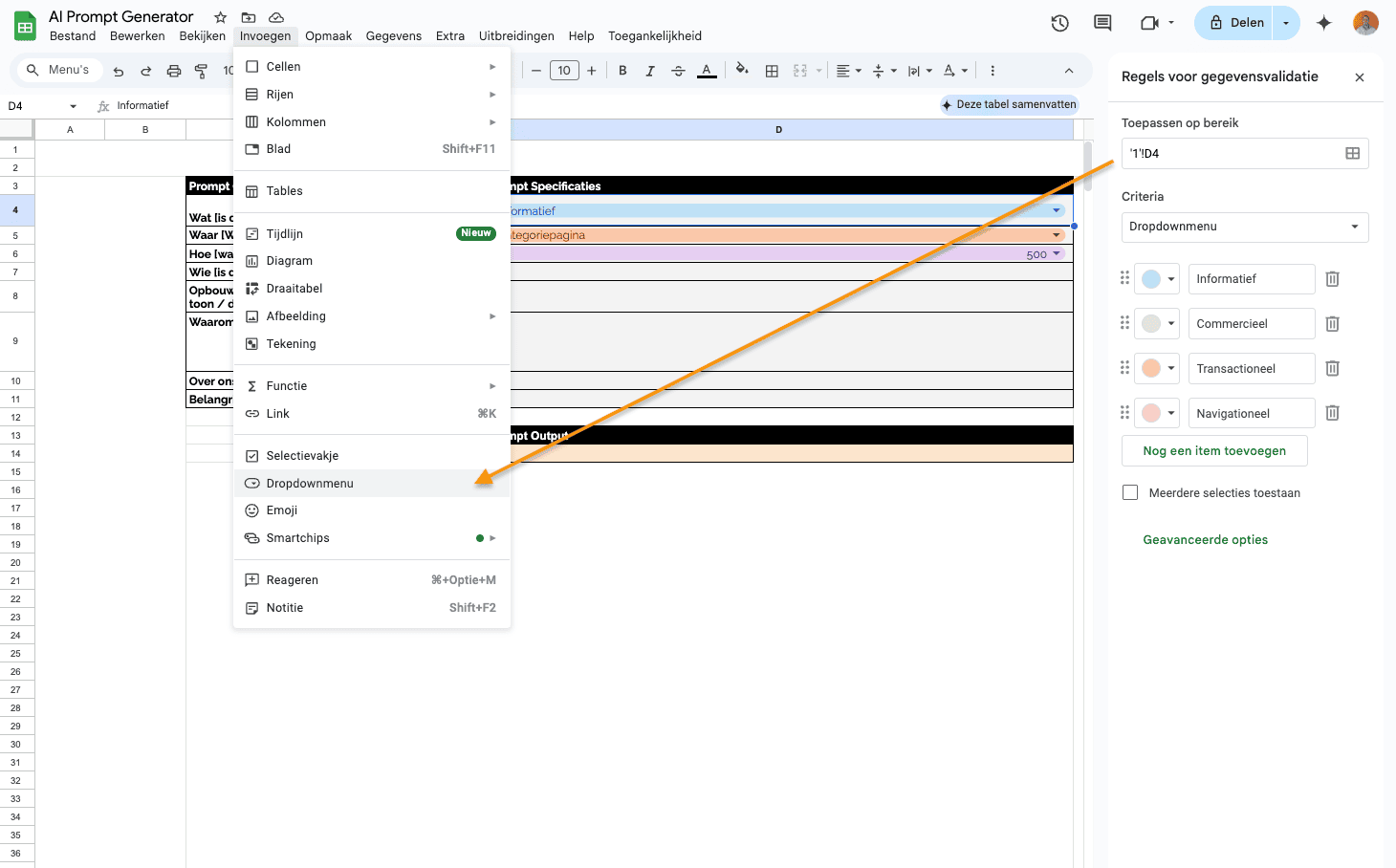 Prompt generator - stap 3