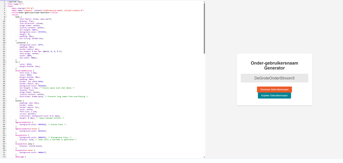 Coderen tekst van Gemini om een onder gebruikersnaam generator te maken