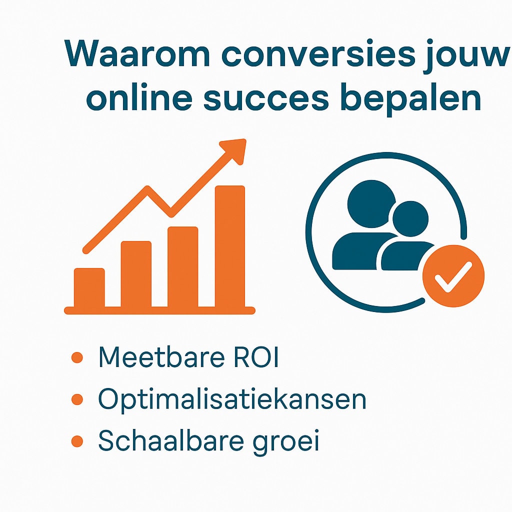 Wat is conversie: Diagram met pijl om hoog met meetbare ROI en schaalbare groei