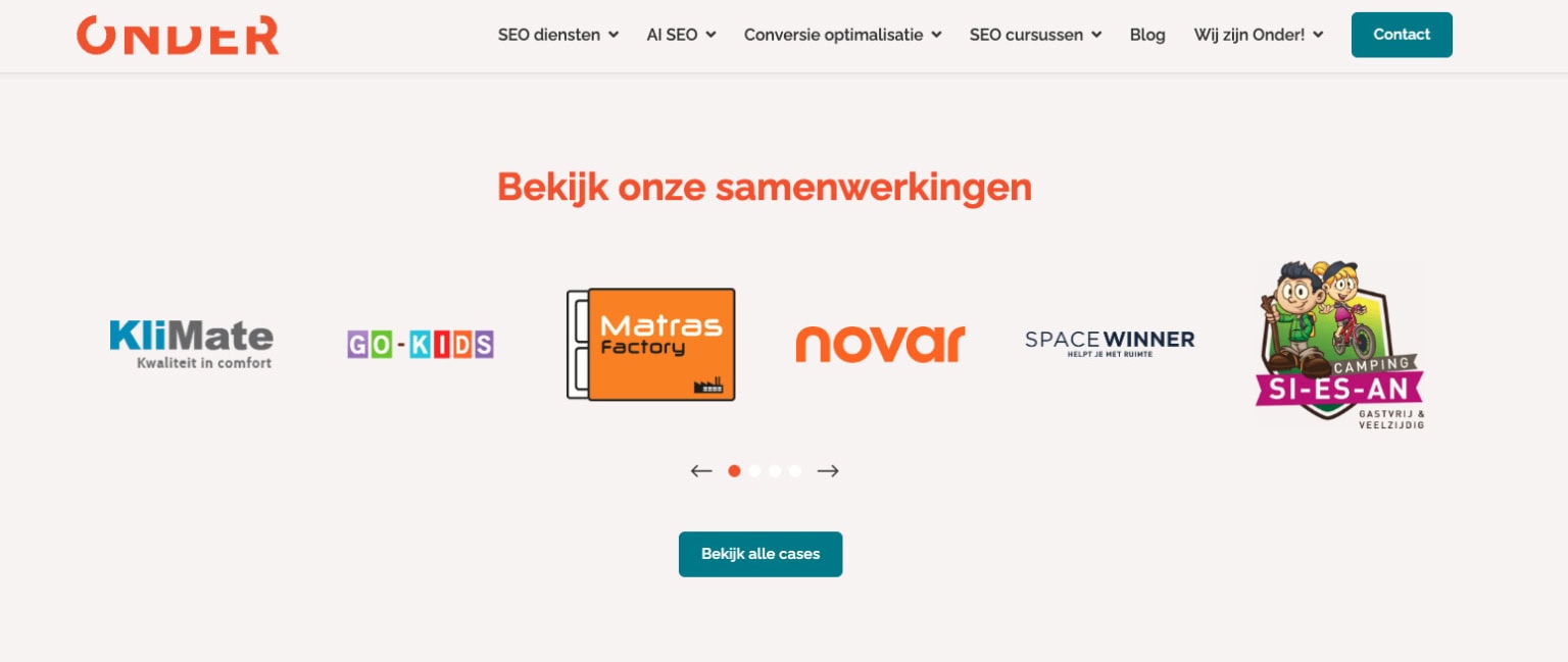 Als Java Script aan staat wordt content netjes in een slider weergegeven